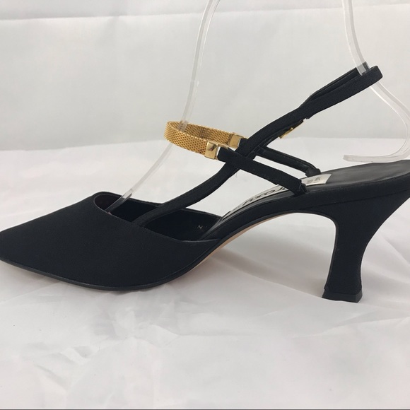 Proxy black pumps with curved heels vintage silk - Picture 4 of 8